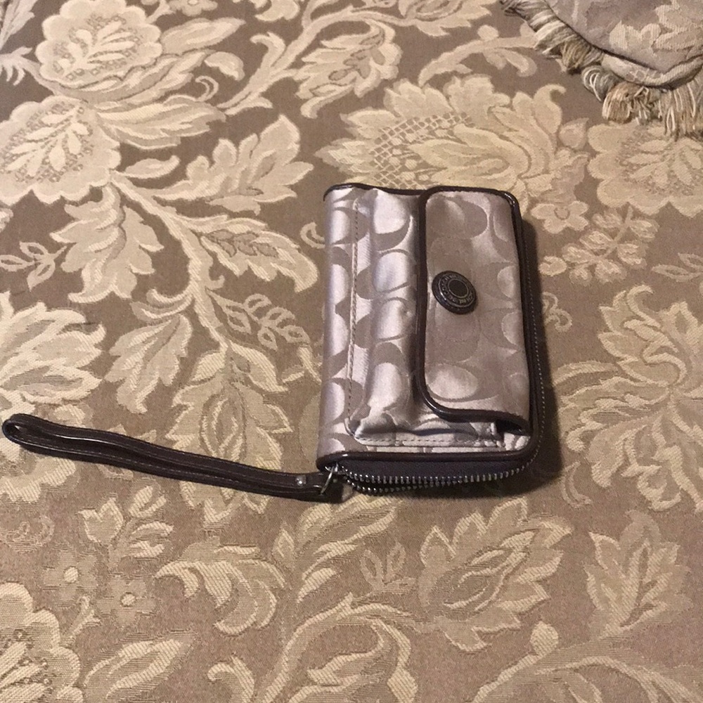 Brown and Tan Signature Coach Wallet